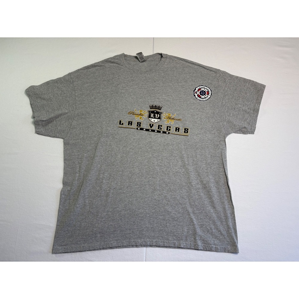 Gildan Heavy Cotton Las Vegas Nevada Souvenir Graphic T-Shirt Gray Mens 2XL